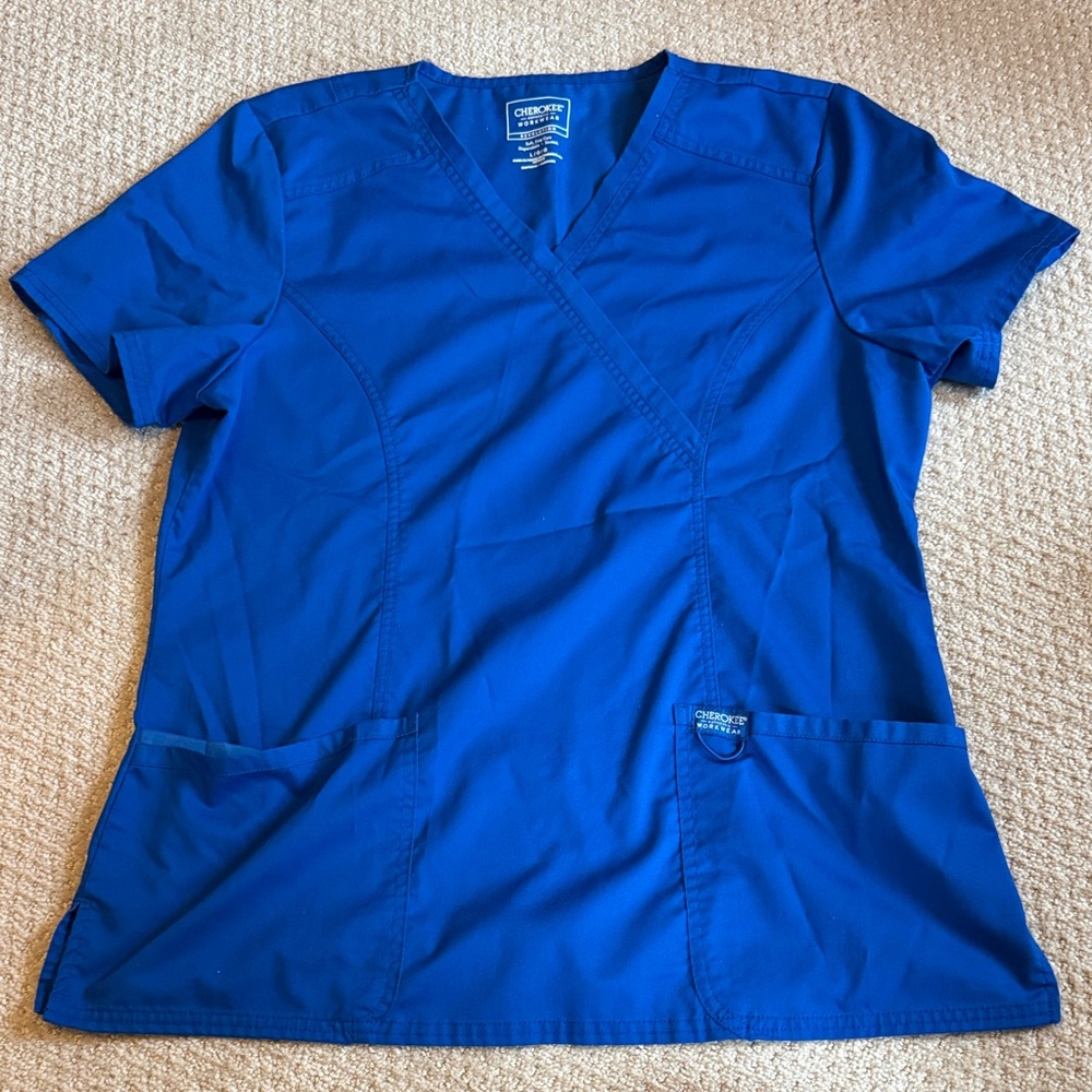Cherokee Royal Blue V-Neck Scrub Top